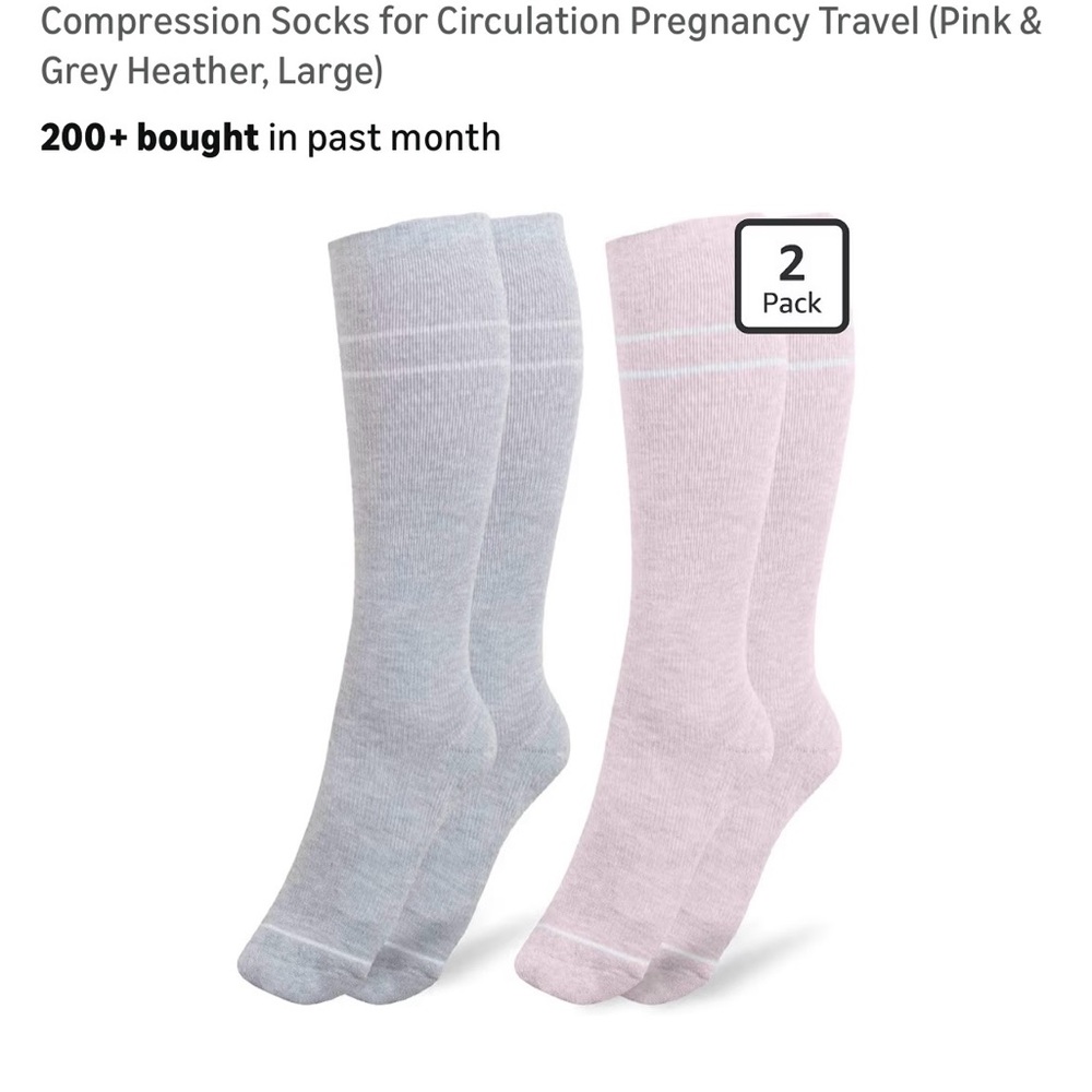 Compression Knee-High Socks - Pink & Gray Heather (2 Pack)